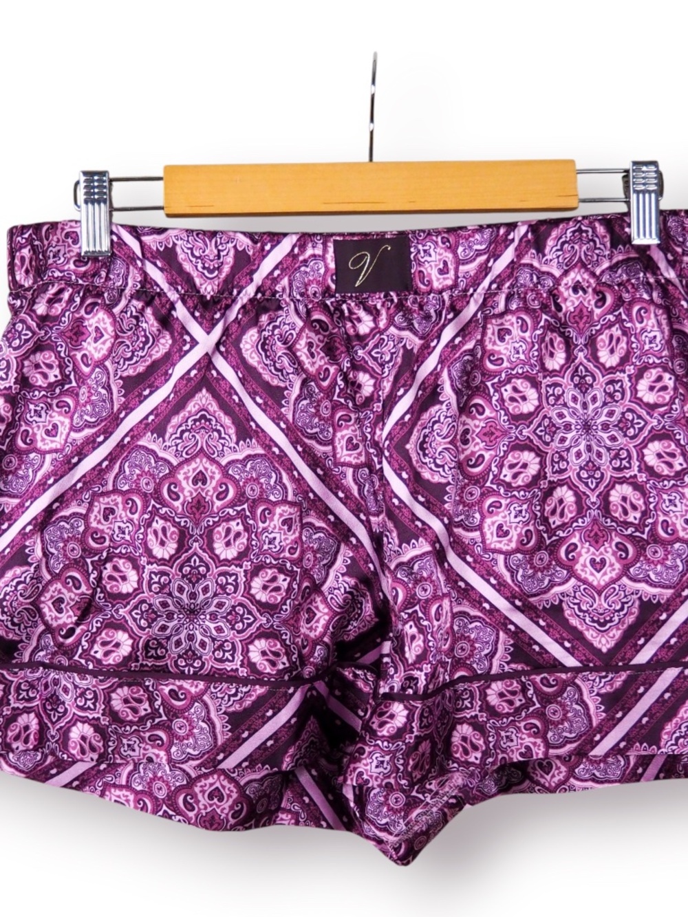 Victoria's Secret Purple Violet Paisley Pajama Shorts Women Size L Sleepwear